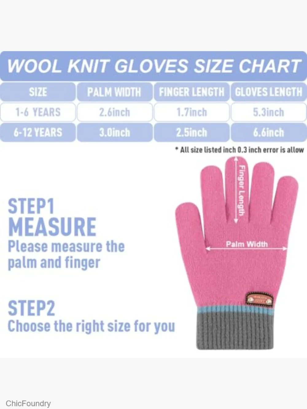 6 Pairs Kids Winter Gloves Stretchy Knitted Mittens Lined